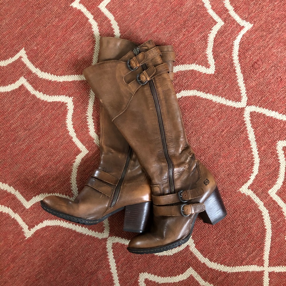 Born brown leather boots, size 7.5